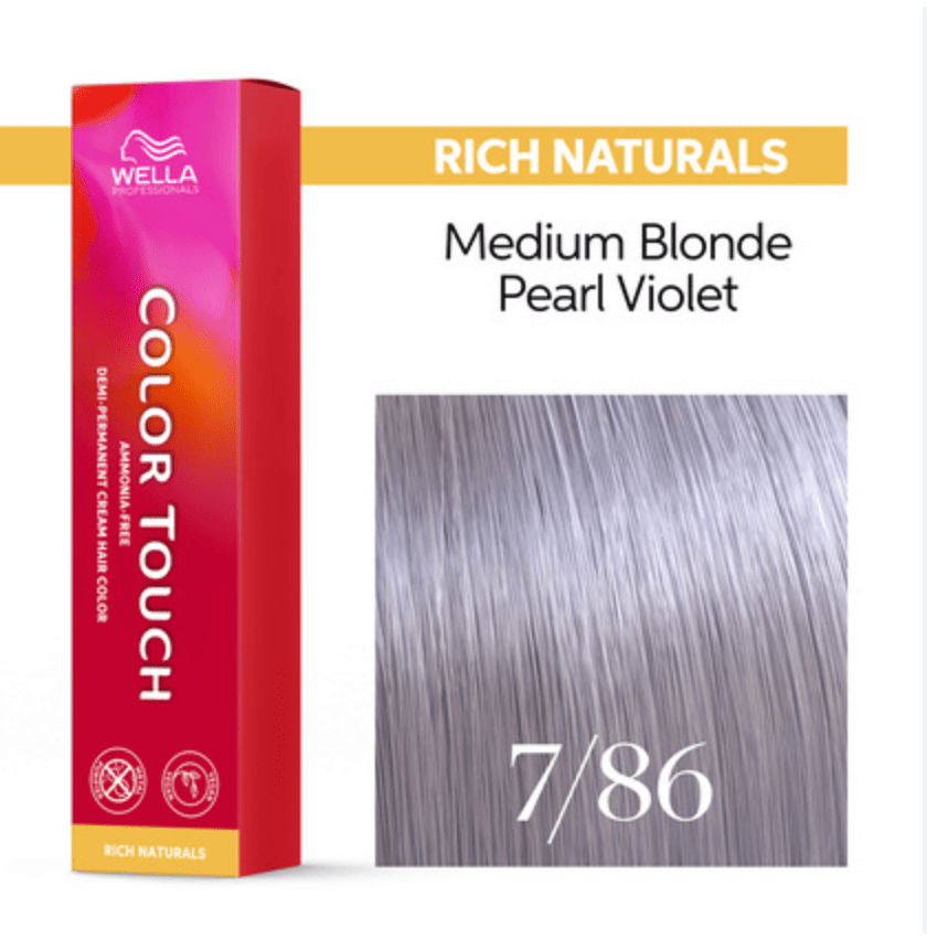 Wella Color Touch Rich Naturals 7/86 Medium Blonde Pearl Violet Hair Color