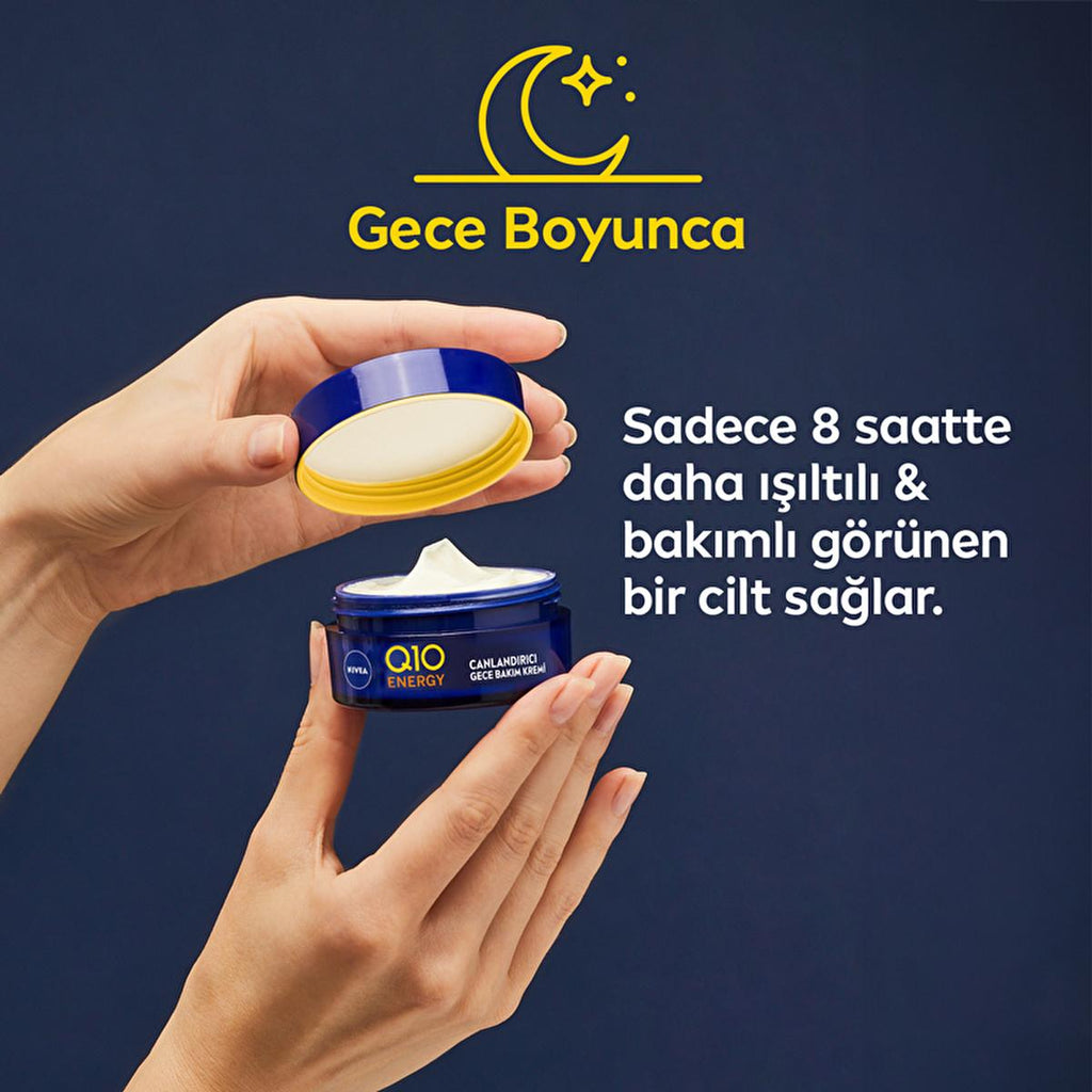 Nivea Q10 Energy Night Cream with Vitamin C - Anti-Aging, Moisturizing Night Care for All Skin Types