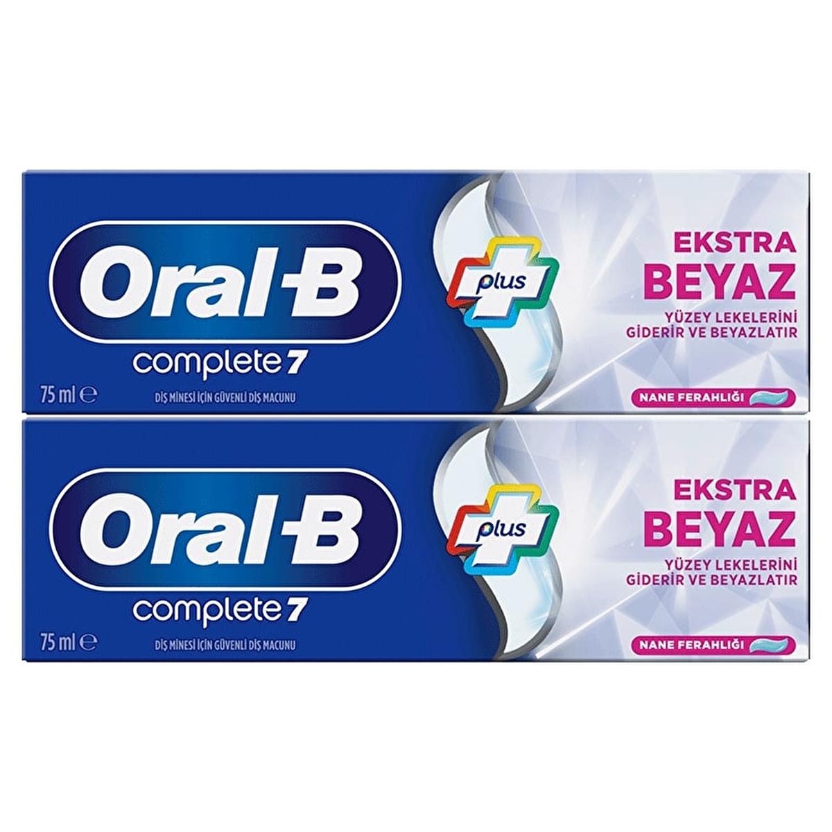 Oral-B Complete 7 Extra White Teeth Whitening Toothpaste - Surface Stain Removal, Dental Protection, Mint Freshness - 5.07 fl oz (2-Pack)