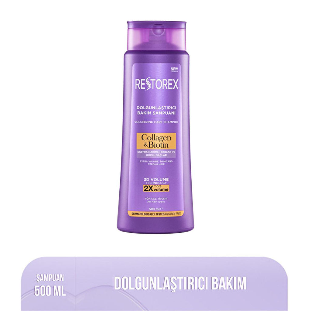 Restorex Collagen & Biotin Volumizing Hair Care Shampoo - 500ml, Nourishes & Strengthens Hair, Suitable for Daily Use