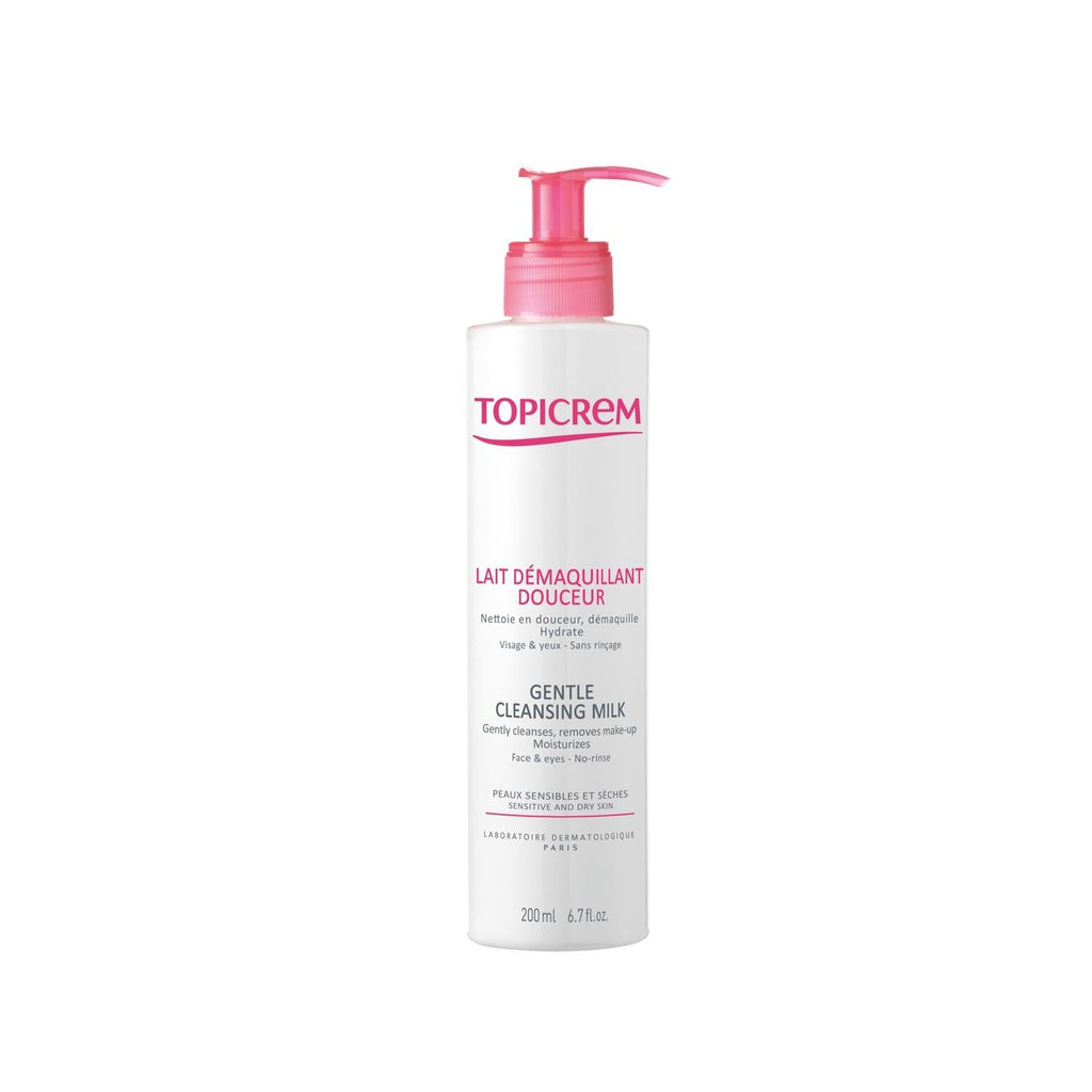 Topicrem Gentle Cleansing Milk 200ml - Paraben-Free Makeup Remover for Dry & Sensitive Skin