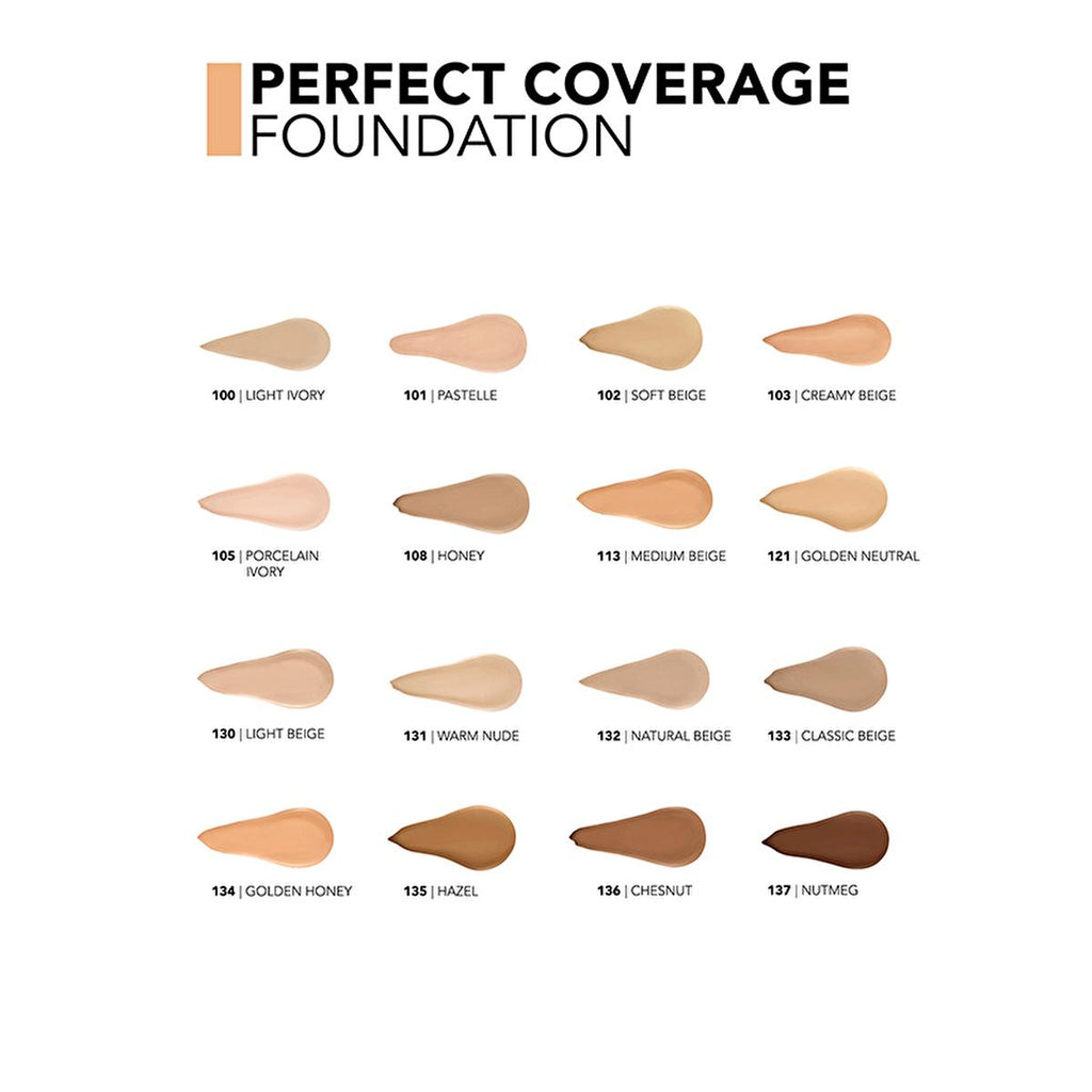 Flormar Perfect Coverage Foundation 131 Warm Nude - Long-Lasting Nourishing Makeup with SPF 15