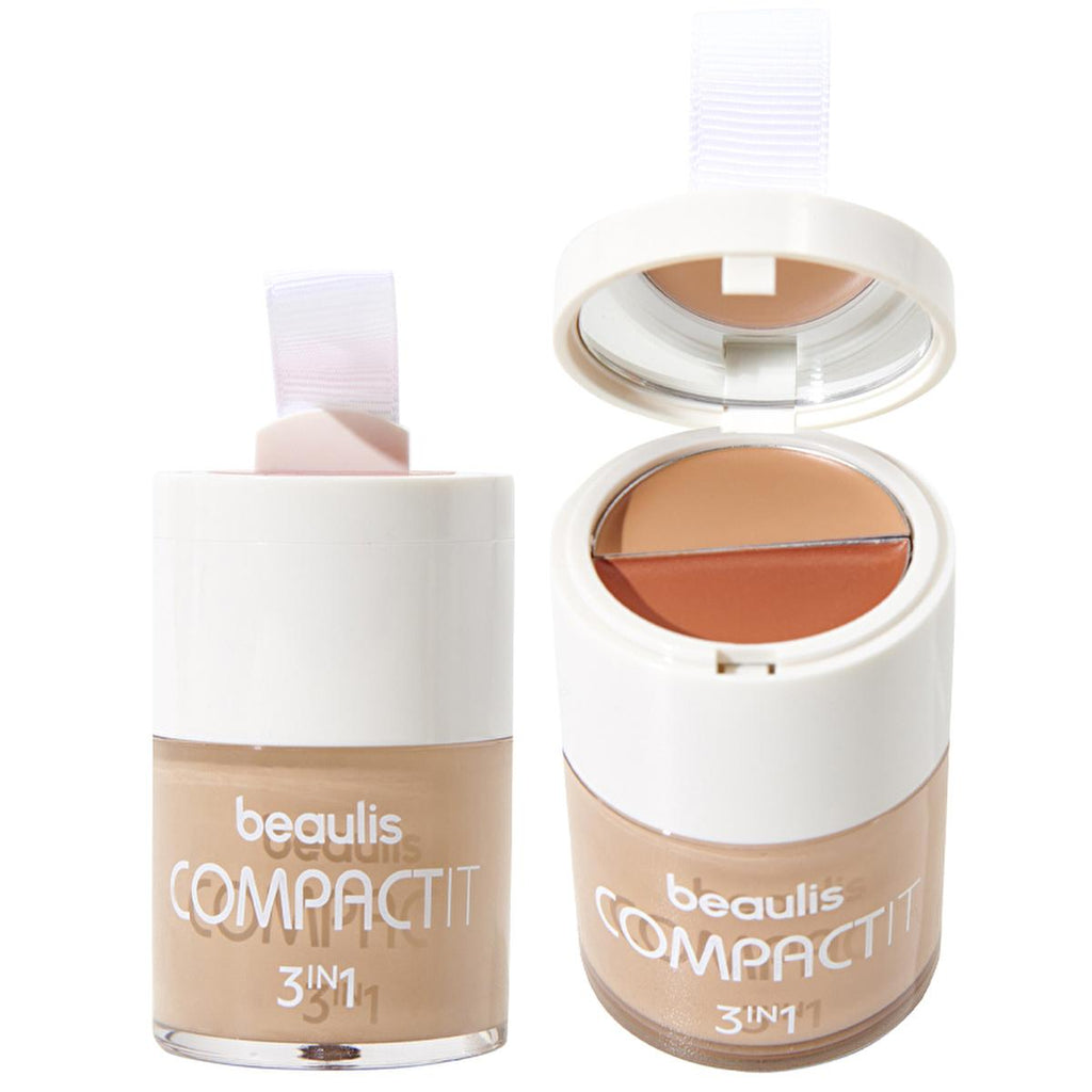 Beaulis 3-in-1 Compact Makeup - Foundation, Blush, Concealer for Natural Look