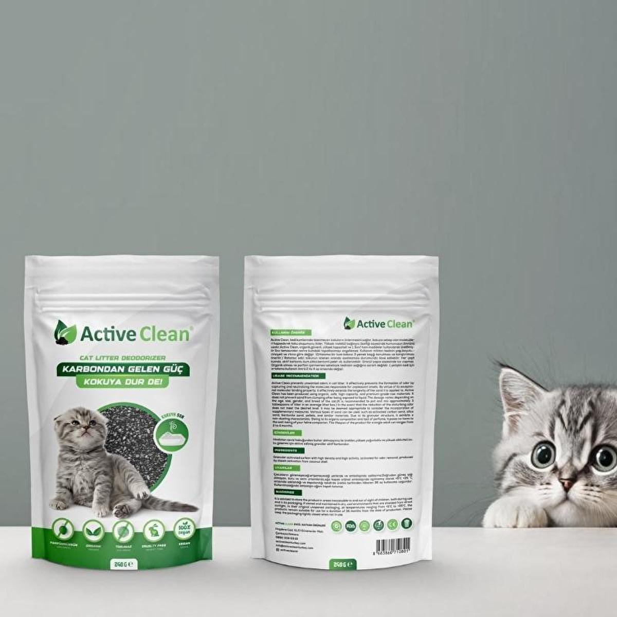 Active Clean Cat Litter Odor Absorber - Natural, Safe, Effective Odor Eliminator for Cat Owners