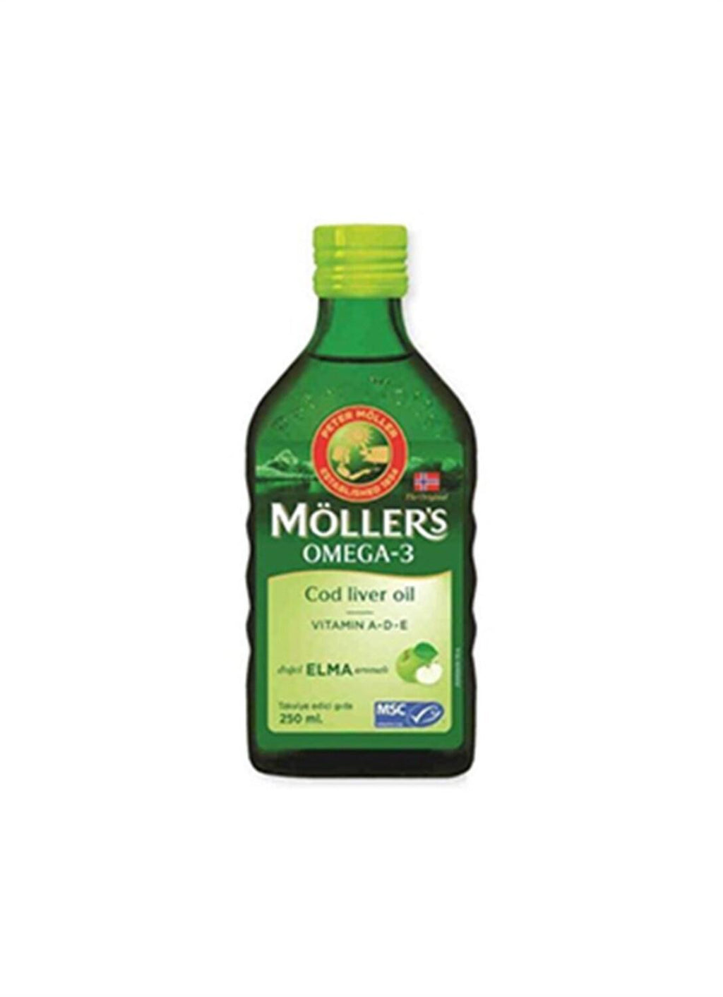 Möller's Cod Liver Oil Supplement with Omega-3, Vitamins A, D, E - Natural Apple Flavor for Heart, Brain Health - 8.45 fl oz
