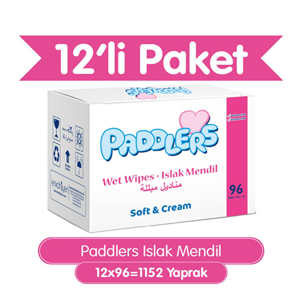 Paddlers Baby Wet Wipes - Soft, Gentle, and Convenient Hygiene Solution for Infants (96 x 12 Pack)