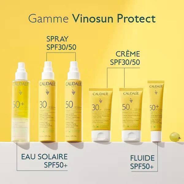 Caudalie Vinosun Protect High Protection Cream SPF 50+ - Eco-Friendly, Vegan, Non-Greasy Sunscreen for Daily Use