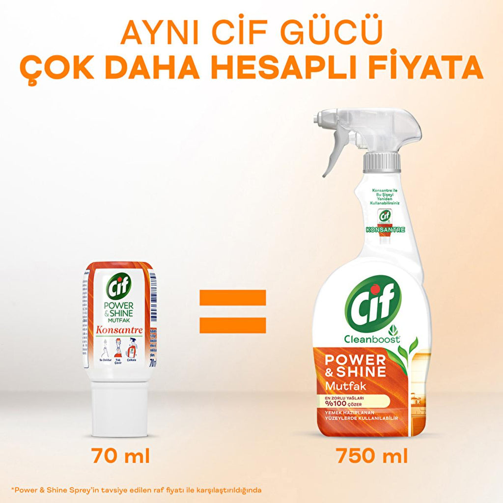 Cif Cif Power & Shine Concentrate - Refillable Kitchen Cleaning Solution with Cleanboost Technology