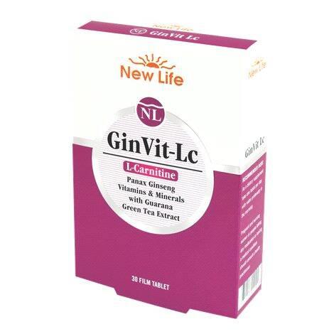 New Life GinVit-Lc 30 Film Tablet - Energy Boosting Dietary Supplement with Ginseng and Multivitamins