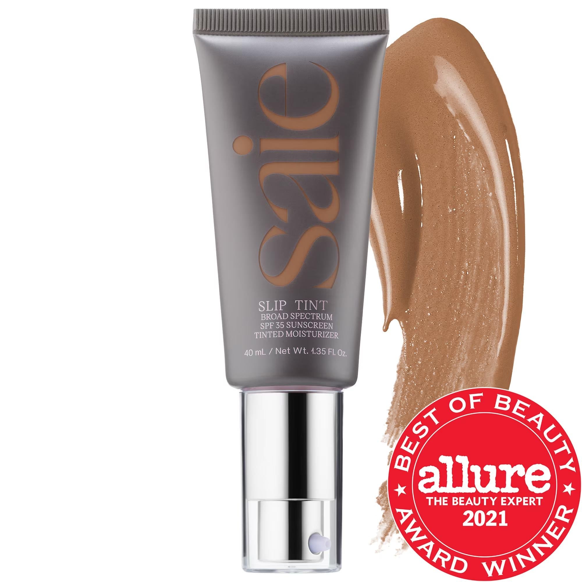 Saie Slip Tint - Lightweight Tinted Moisturizer with SPF 35, Hyaluronic Acid & Non-Nano Zinc Oxide for Natural Coverage