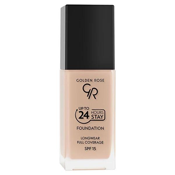 Golden Rose 24 Hours Stay Foundation Makeup - Long-Lasting, High Coverage, SPF 15, Moisturizing & Water-Resistant