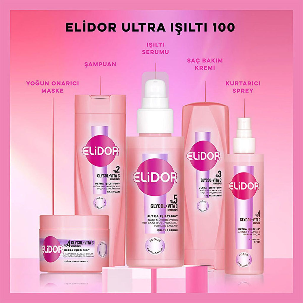 Elidor Ultra Shine Hair Care Shampoo - 100 Hours of 5x More Shine, Intensive Nourishment for Damaged Hair
