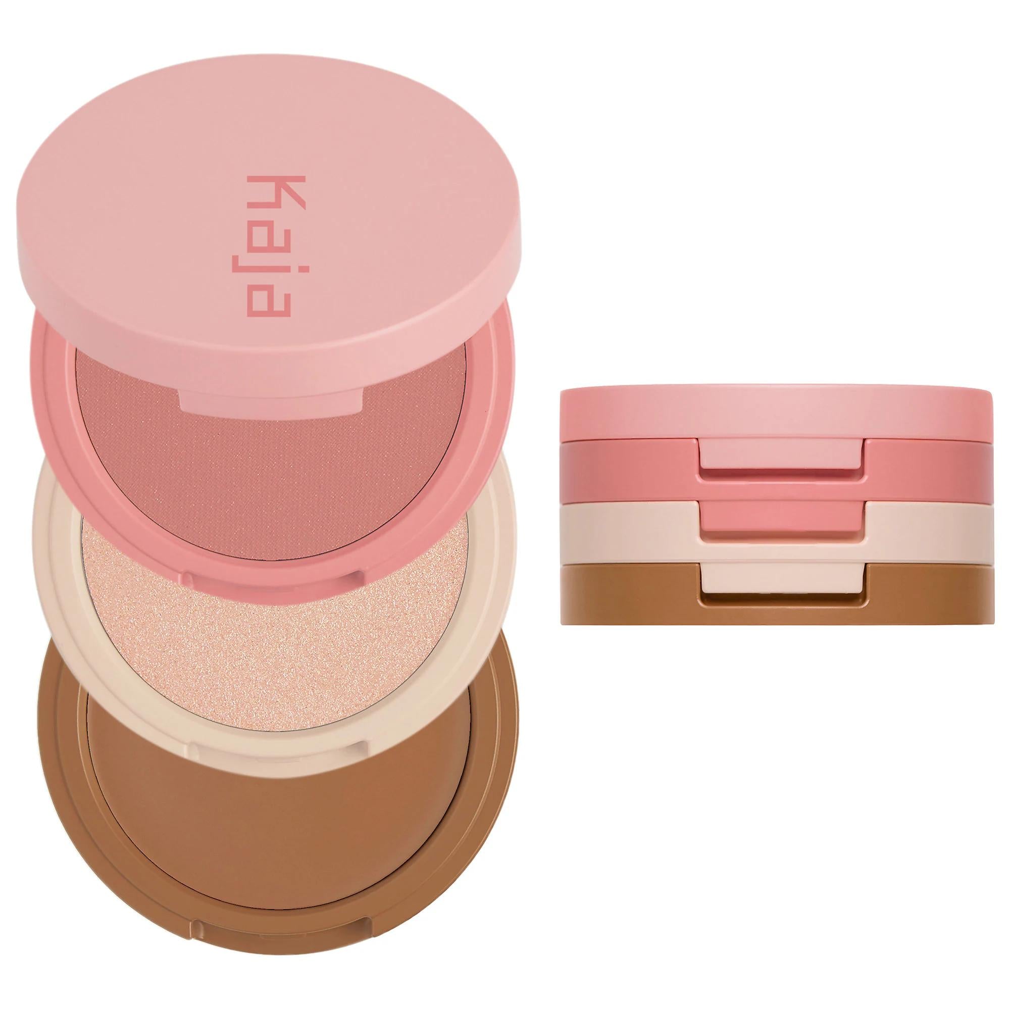 Face Bento Cream Bronzer, Powder Blush & Highlighter Sculpting Trio Makeup Palette - Cruelty-Free, Portable Cosmetics