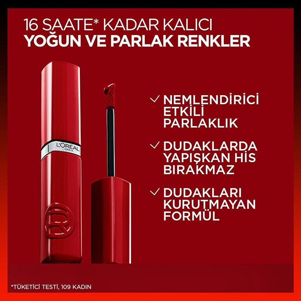 L'Oreal Paris Infaillible Laque Resistance: Long-Lasting, High-Shine, Moisturizing Liquid Lipstick for All-Day Glamour