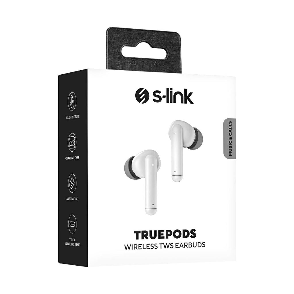 S-link TruePods TWS Bluetooth Earbuds - Waterproof, Long-Lasting Battery, Wireless Audio Experience