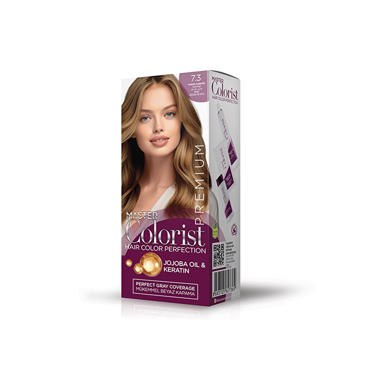 Master Colorist Premium: 7.3 Nut Shell Hair Dye - Permanent Color with Jojoba Oil & Keratin Mask for Gray Coverage & Conditioning