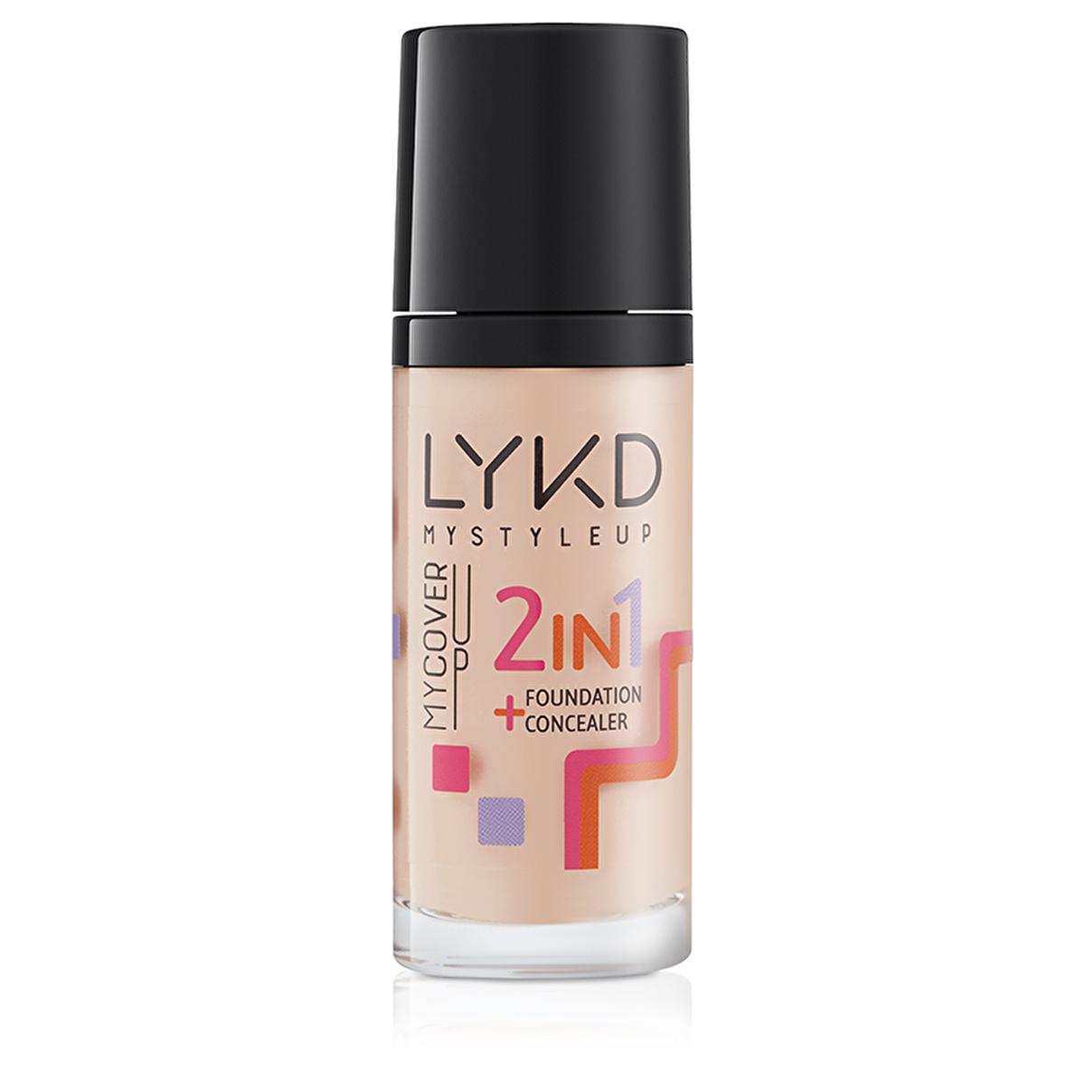 LYKD 2 in 1 Foundation - Warm Sand Shade, Long-Lasting, High Coverage, Enriched with Honey Extracts & Vitamin C