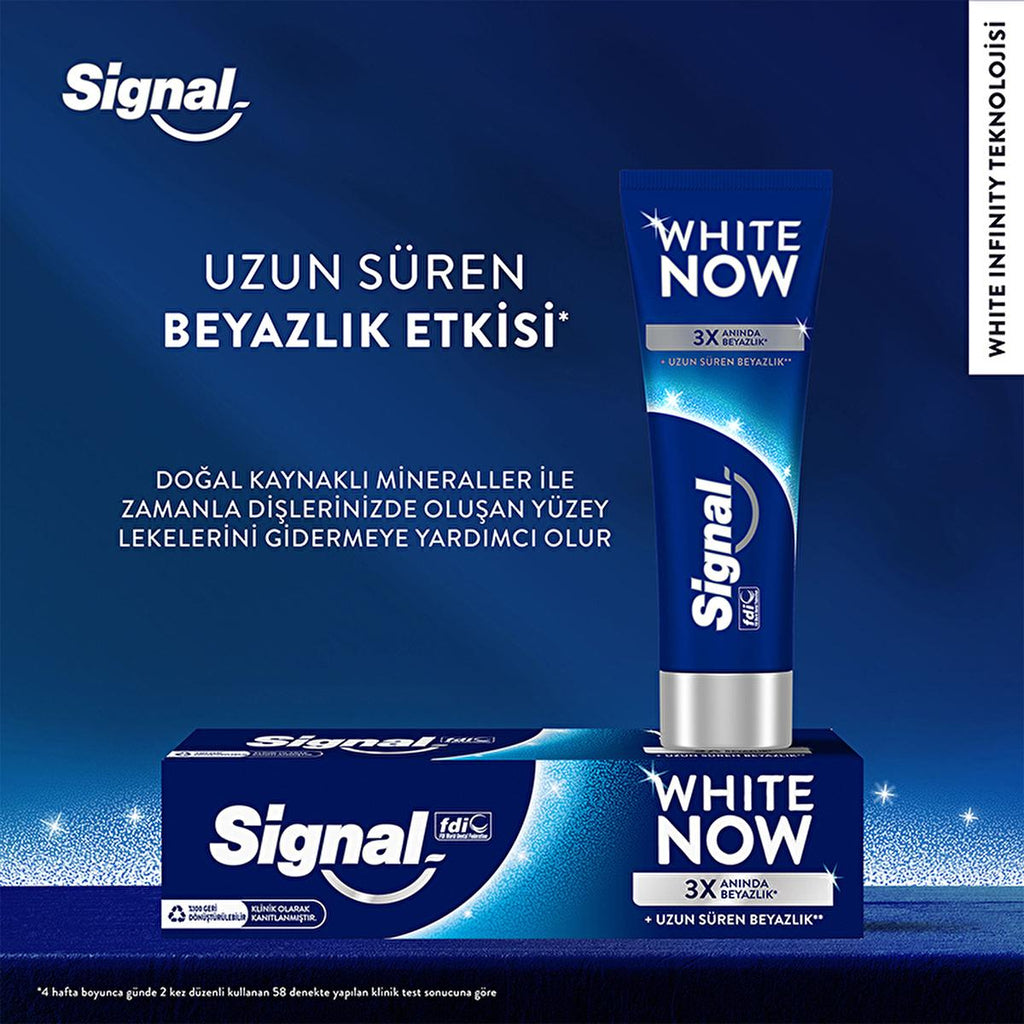 Signal White Now Teeth Whitening Toothpaste: Instant & Long-Lasting White Smile, Removes Stains, Promotes Dental Hygiene - Complete Oral Care