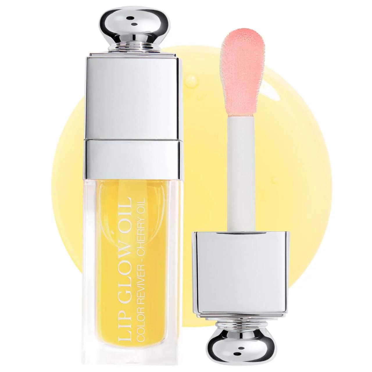 Lip Glow Oil: Tinted & Moisturizing Cherry Oil Lip Gloss - Natural Color Enhancer, Hydrating, Non-Sticky, Vanilla Mint Scent