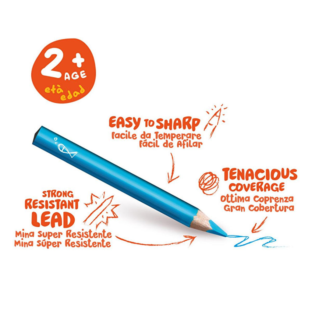 Carioca Durable Triangular Crayons for Toddlers - Non-Toxic, Unbreakable, Easy Grip for 2 Year Olds
